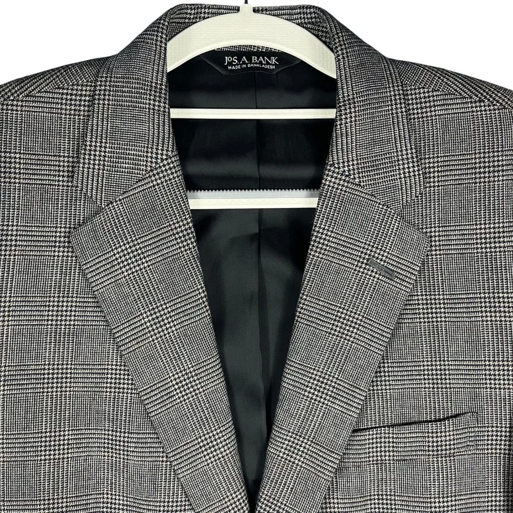 Jos. A. Bank Sport Coat Mens‎ 40L Gray Glen Plaid Traveler's Collection